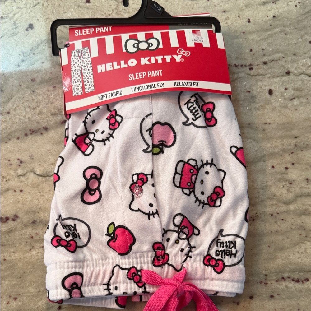 Hello Kitty White Sleep Pants with Pink and Red Accents